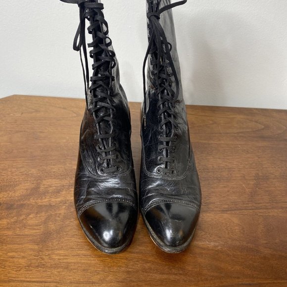 Antique Victorian Edwardian Leather Lace Up Women Ankle Boots Shoes Doroth Dould